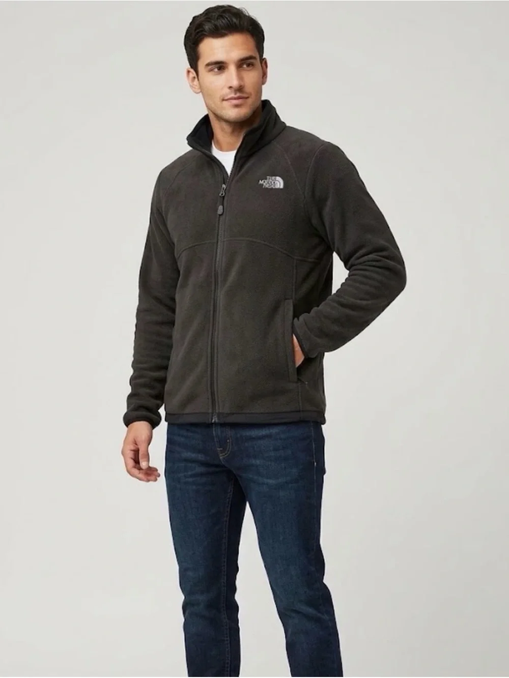 The North Face Men's Charcoal Full-Zip Fleece Jacket
